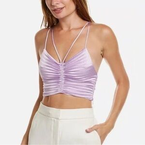 NWT A.L.C. Lavender Ruched Pleated Strappy Crop Top Size 0 NWT